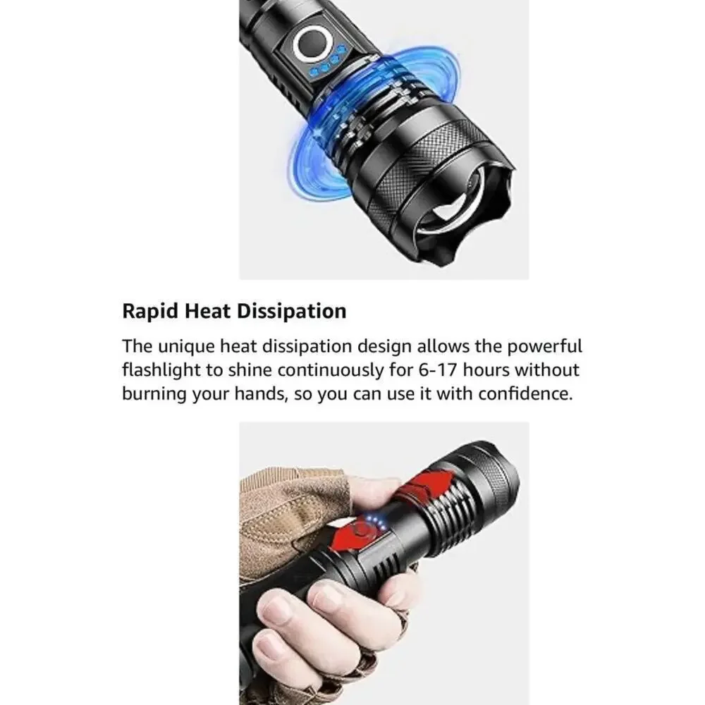 ISUNMEA Rechargeable Strong Flashlight, 2Packs Zoomable LED Powerful Flashlight